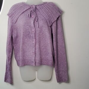 Mango Lilac Button-Up Cardigan